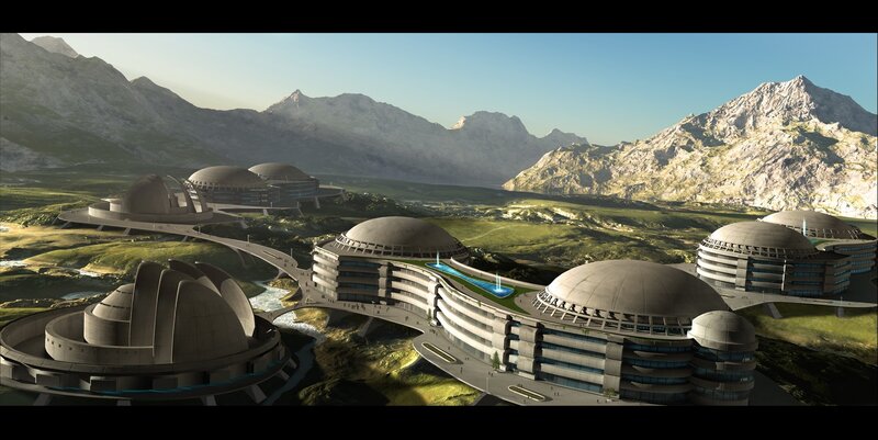 futuristic dome city