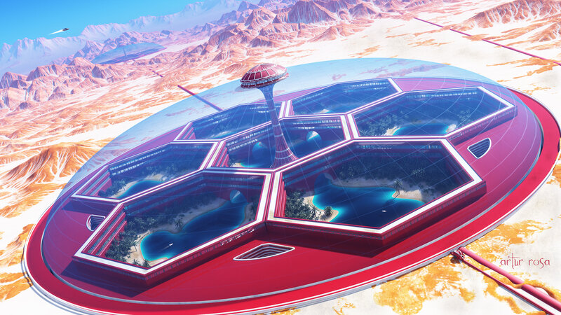 Futuristic Dome City — Red