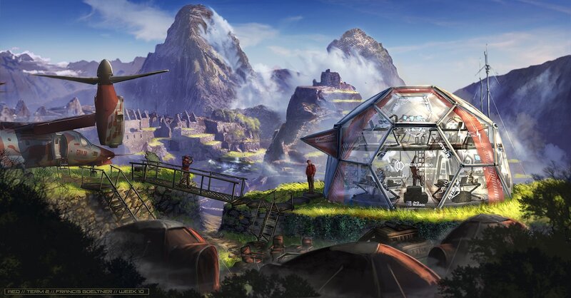 Futuristic Dome on Mountain