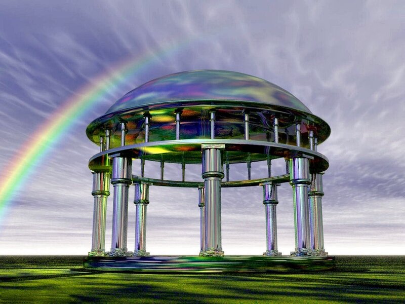Futuristic dome with rainbow