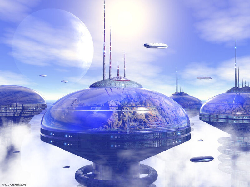 Futuristic Domed City — Blue
