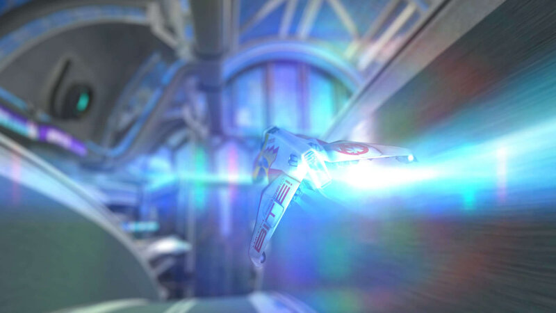 futuristic drone in motion