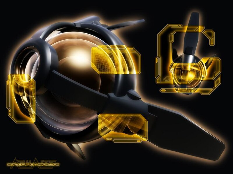 futuristic drone with holographic interface