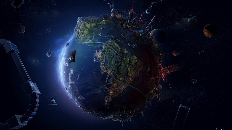 Futuristic Earth in Space