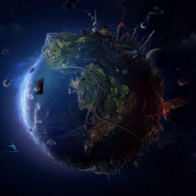 Futuristic Earth in Space