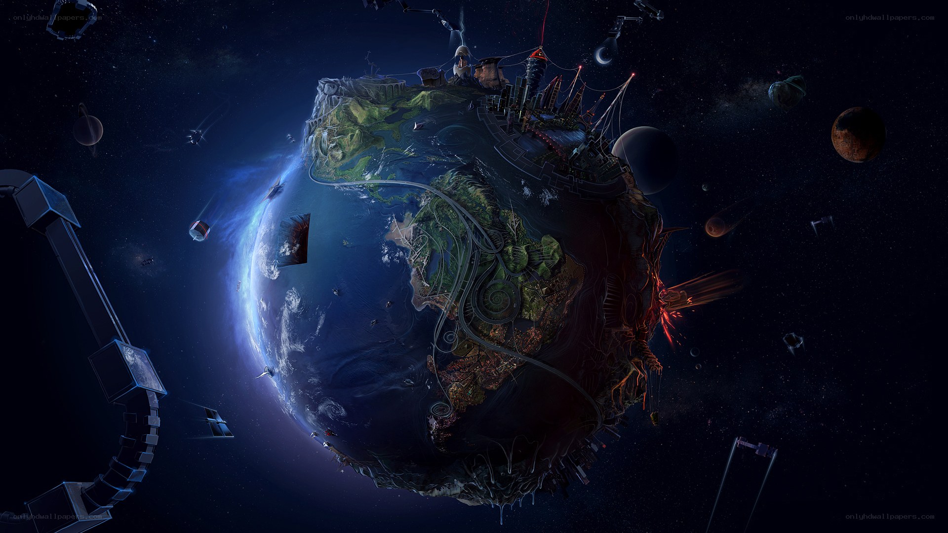 Futuristic Earth in Space