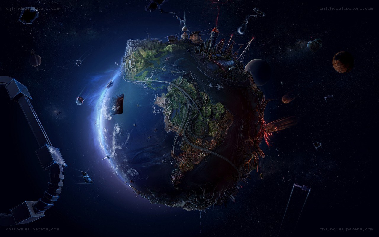 Futuristic Earth in Space