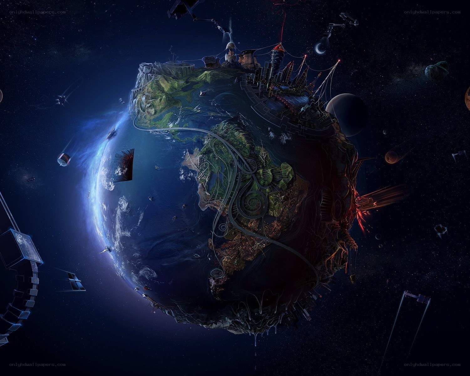 Futuristic Earth in Space
