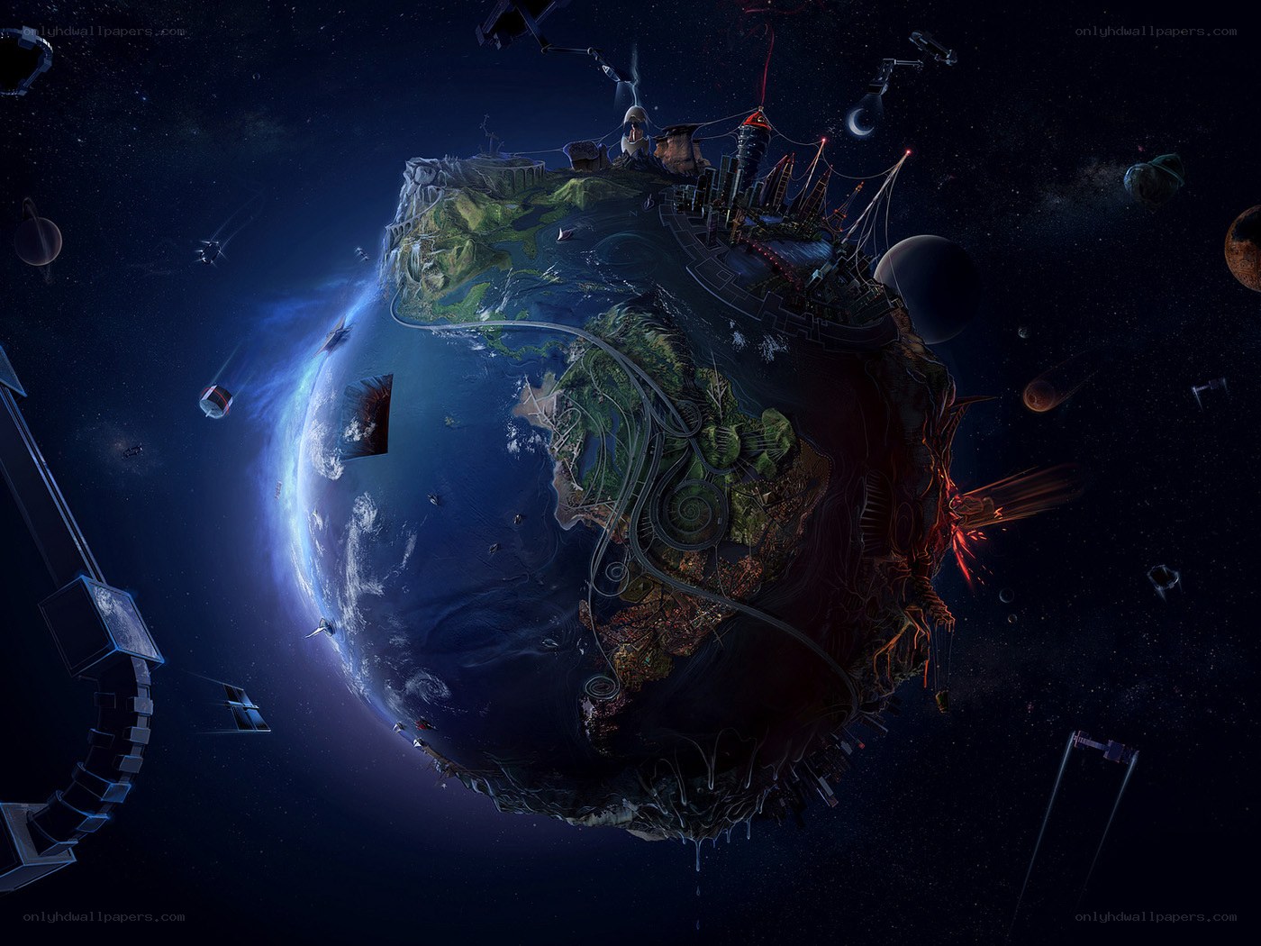 Futuristic Earth in Space
