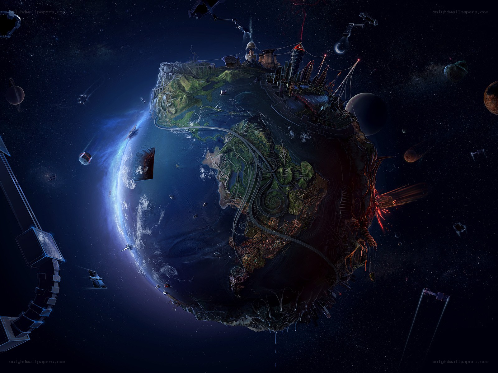 Futuristic Earth in Space