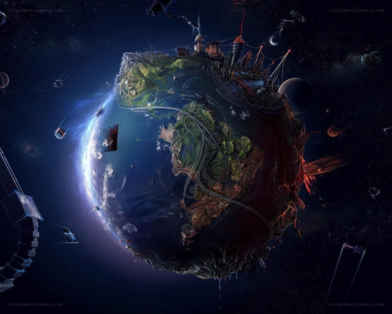 Futuristic Earth in Space