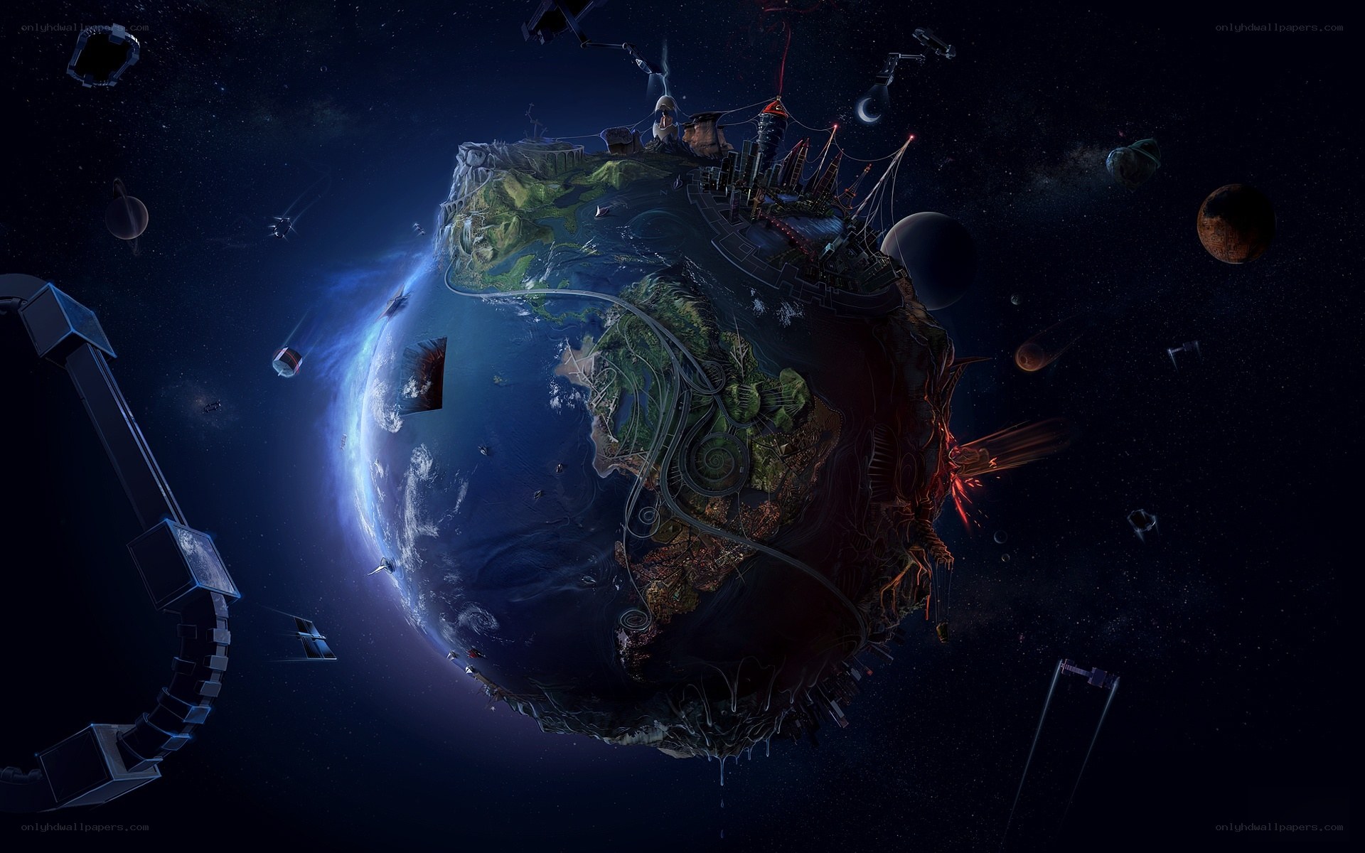 Futuristic Earth in Space