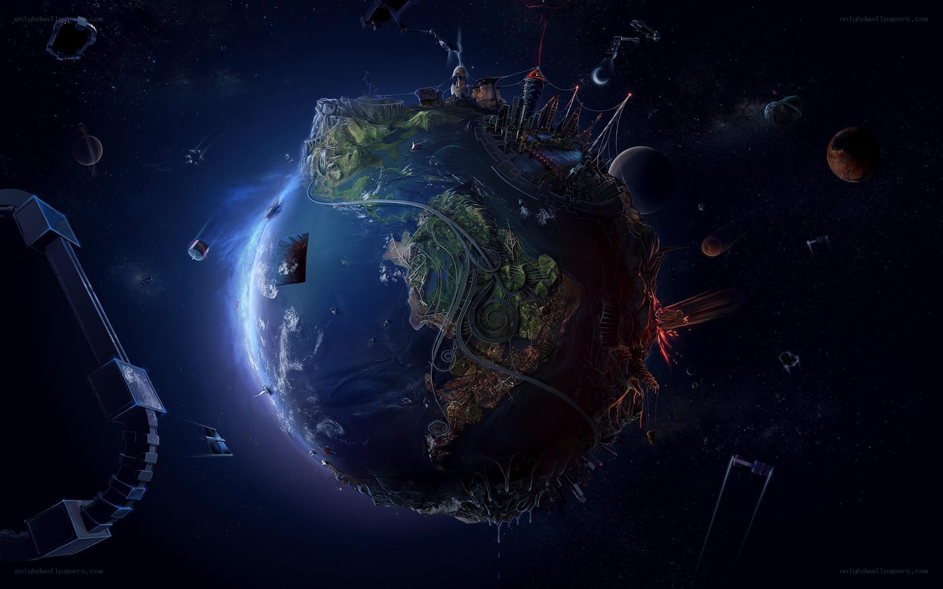 Futuristic Earth in Space
