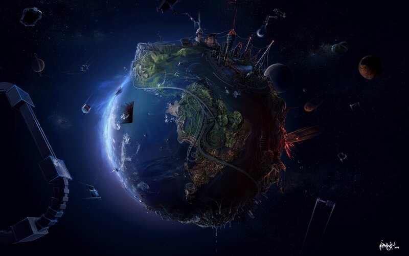 Futuristic Earth in Space
