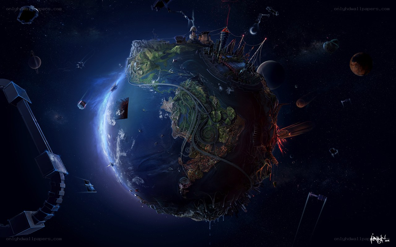 Futuristic Earth in Space