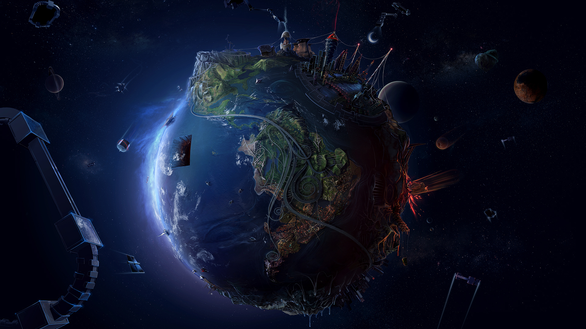 Futuristic Earth in Space