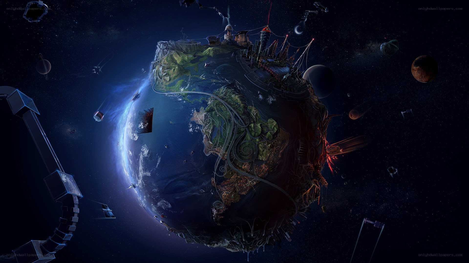 Futuristic Earth in Space
