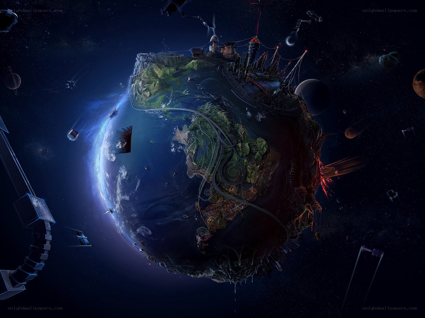 Futuristic Earth in Space