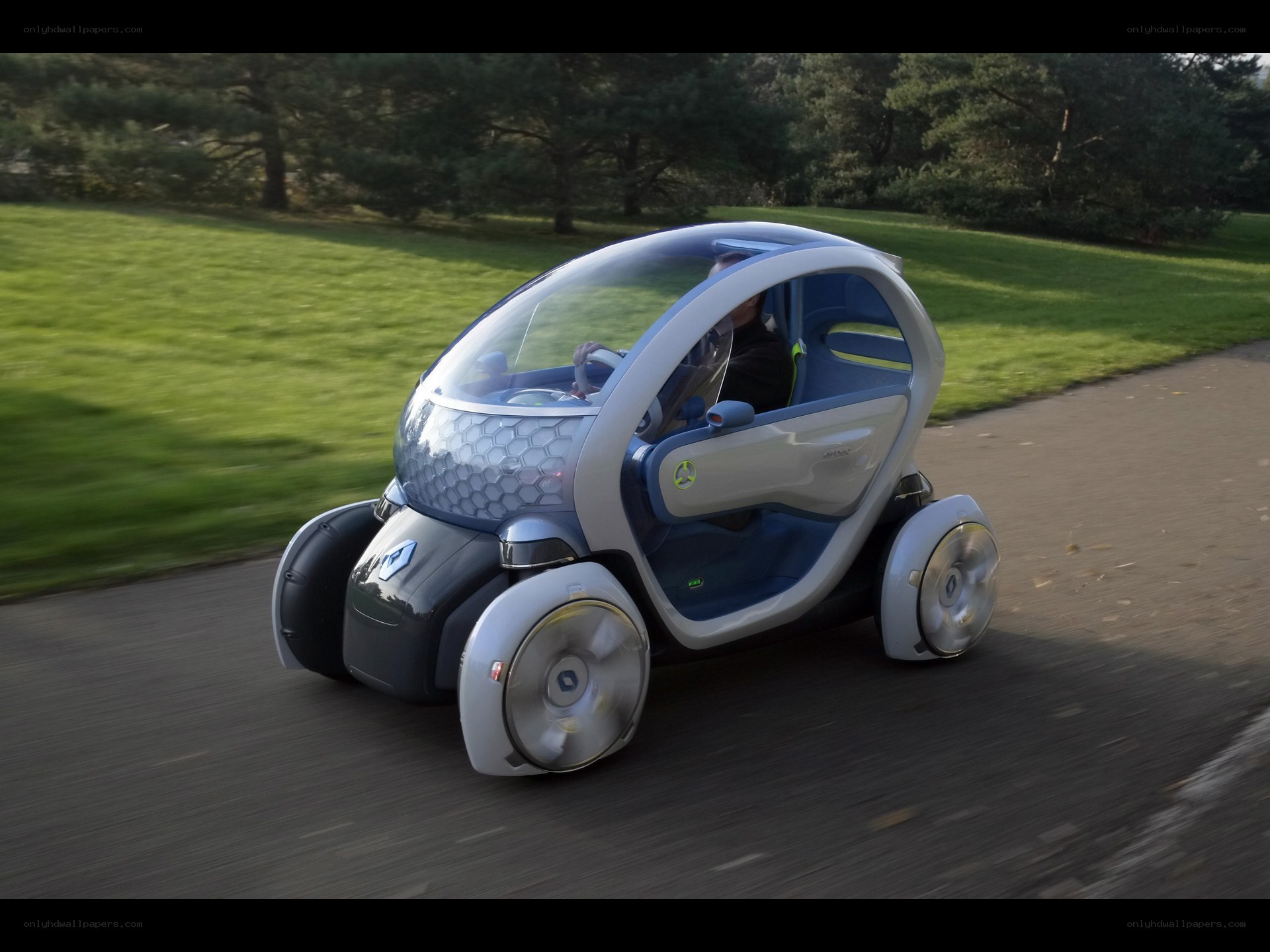 futuristic electric car on road
