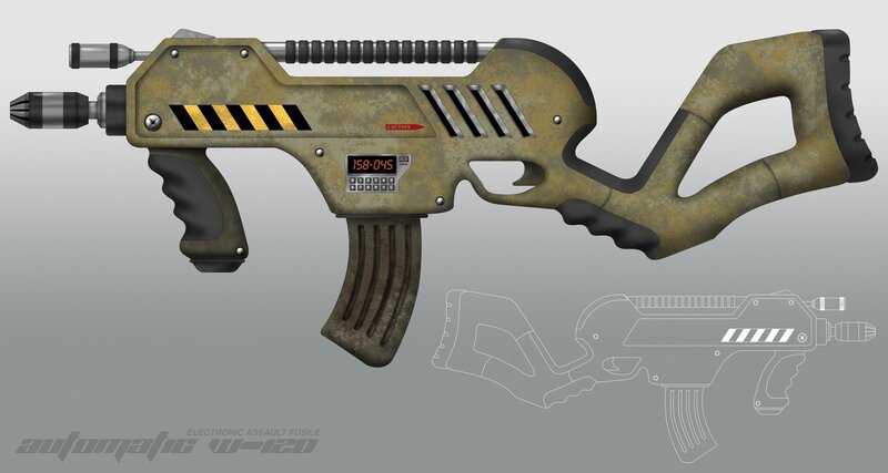 futuristic electronic assault rifle