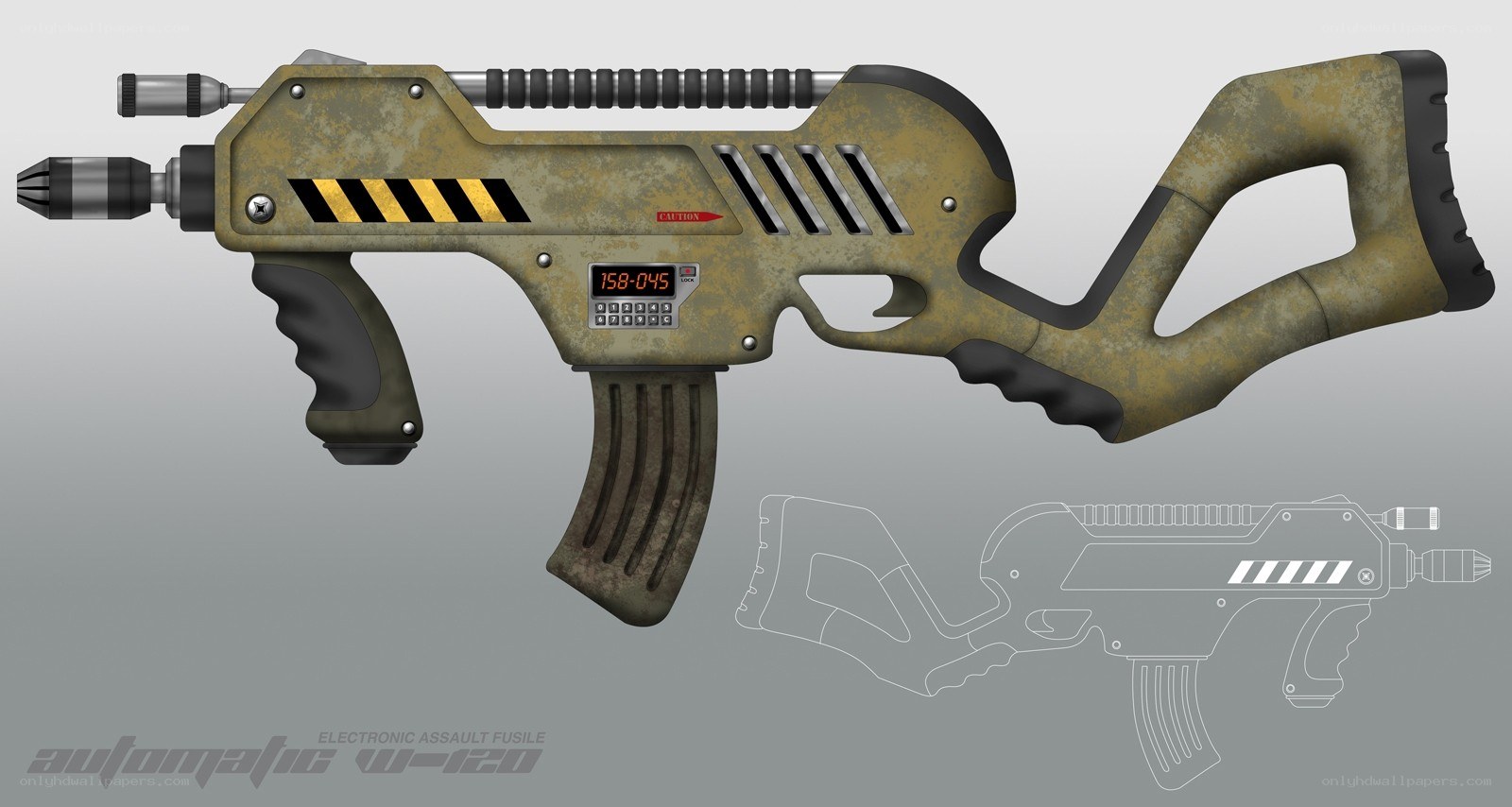 futuristic electronic assault rifle