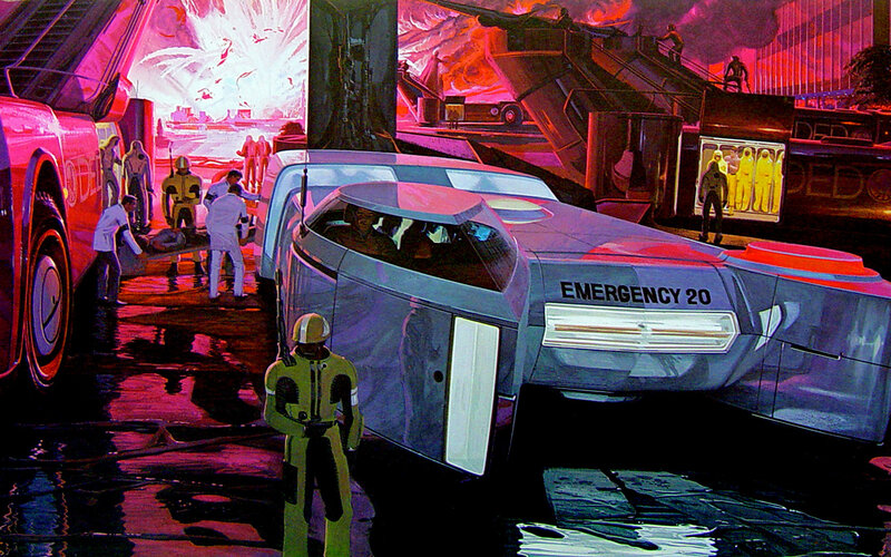 futuristic emergency scene