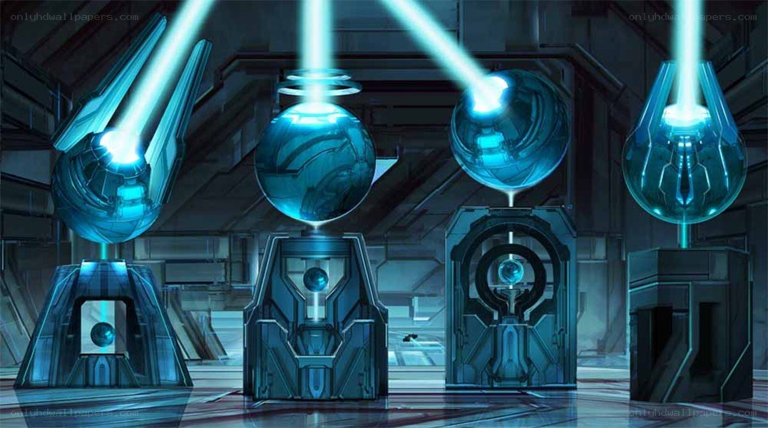 futuristic energy spheres in a lab