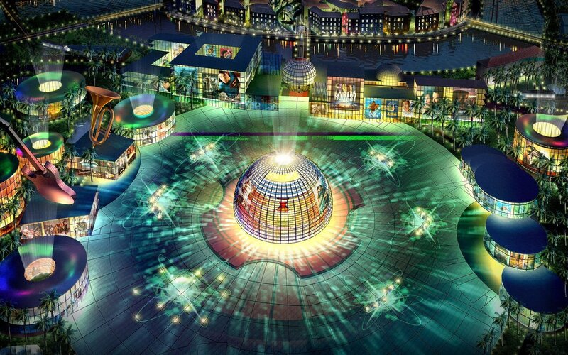 Futuristic Entertainment Complex — Green