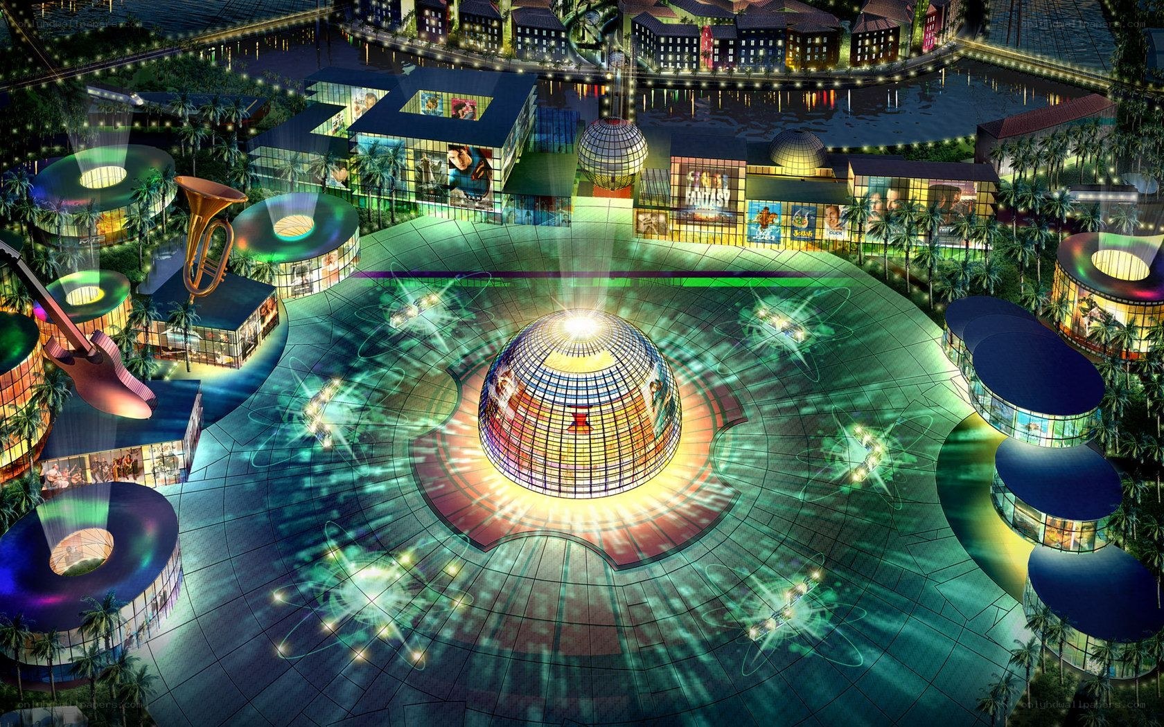 futuristic entertainment complex