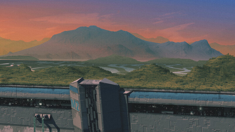 Futuristic Facility at Sunset