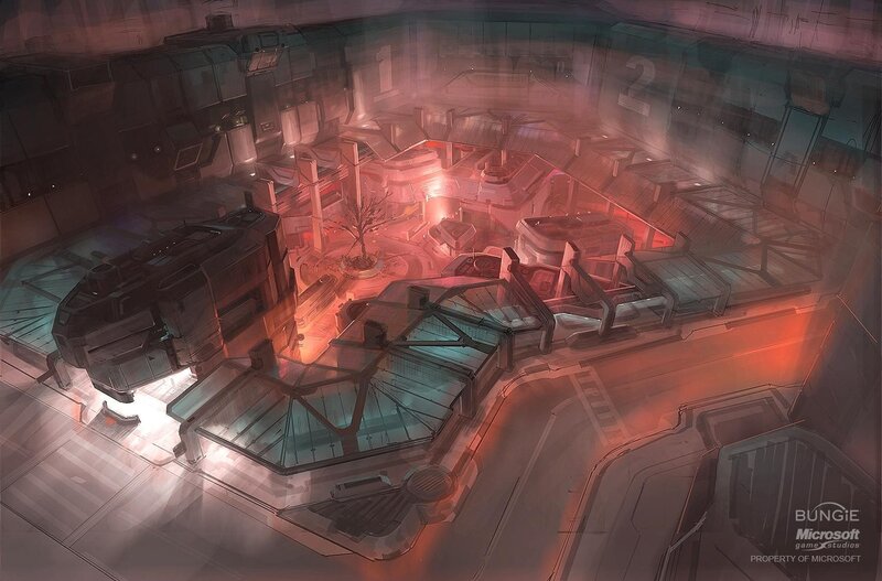 Futuristic Facility Interior — Red