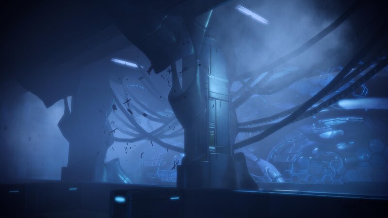 futuristic facility interior