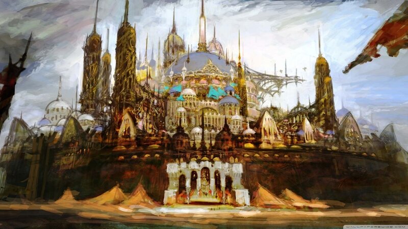 futuristic fantasy cityscape