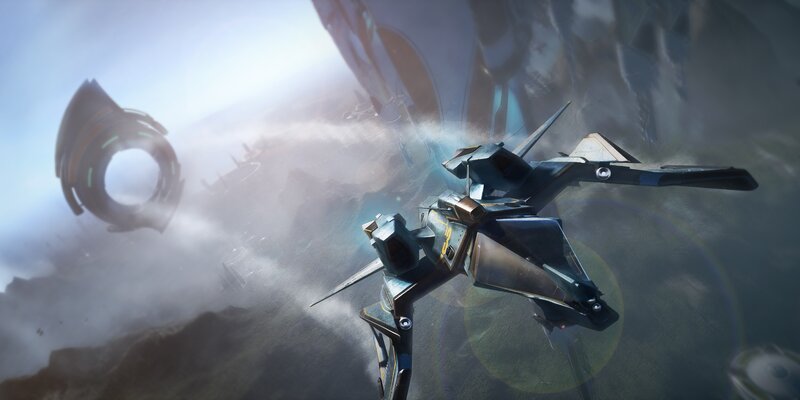 Futuristic Fighter Jet — Blue, Dramatic, Digital Art, Spacecraft