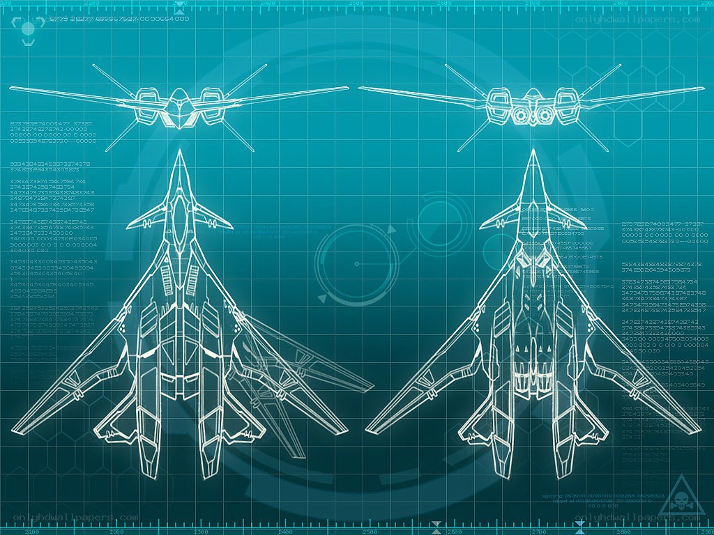 Futuristic fighter jet blueprints