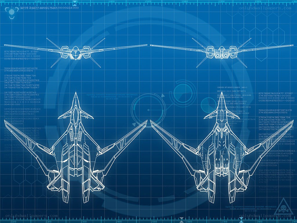 Futuristic fighter jet blueprints
