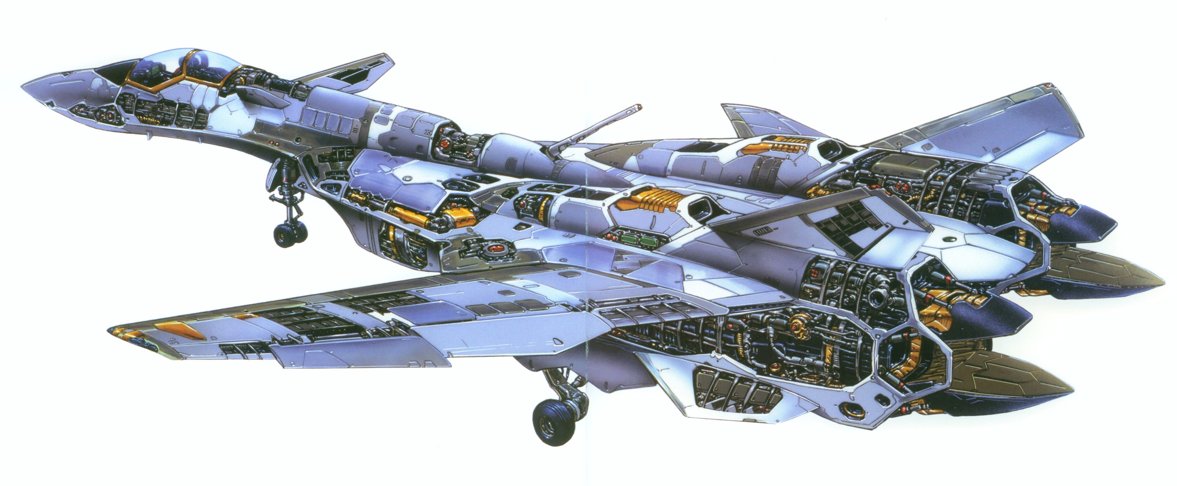 futuristic fighter jet cutaway