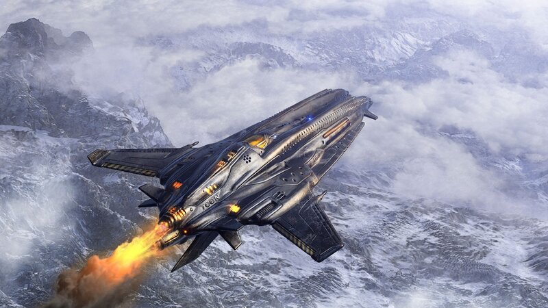 Futuristic Fighter Jet — Gray, Dramatic, 3d Render