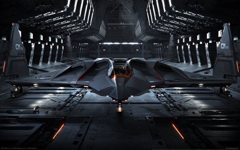 Futuristic Fighter Jet — Gray, Dramatic, Digital Art, Hangar, Spacecraft