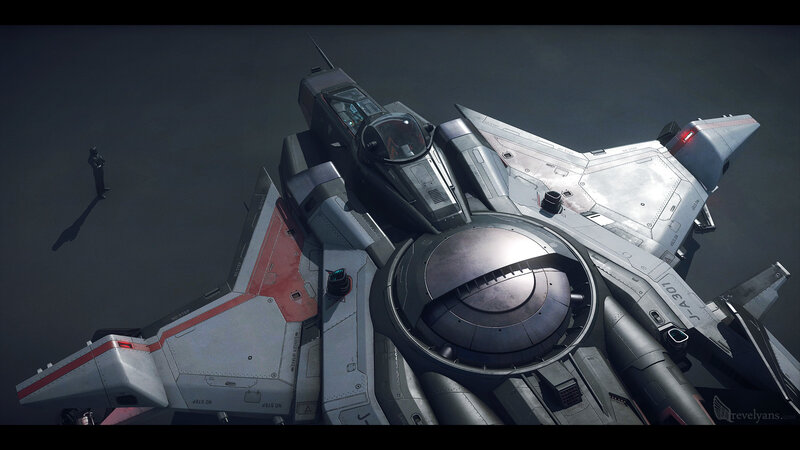 Futuristic Fighter Jet — Gray, Dramatic, Digital Art, Person