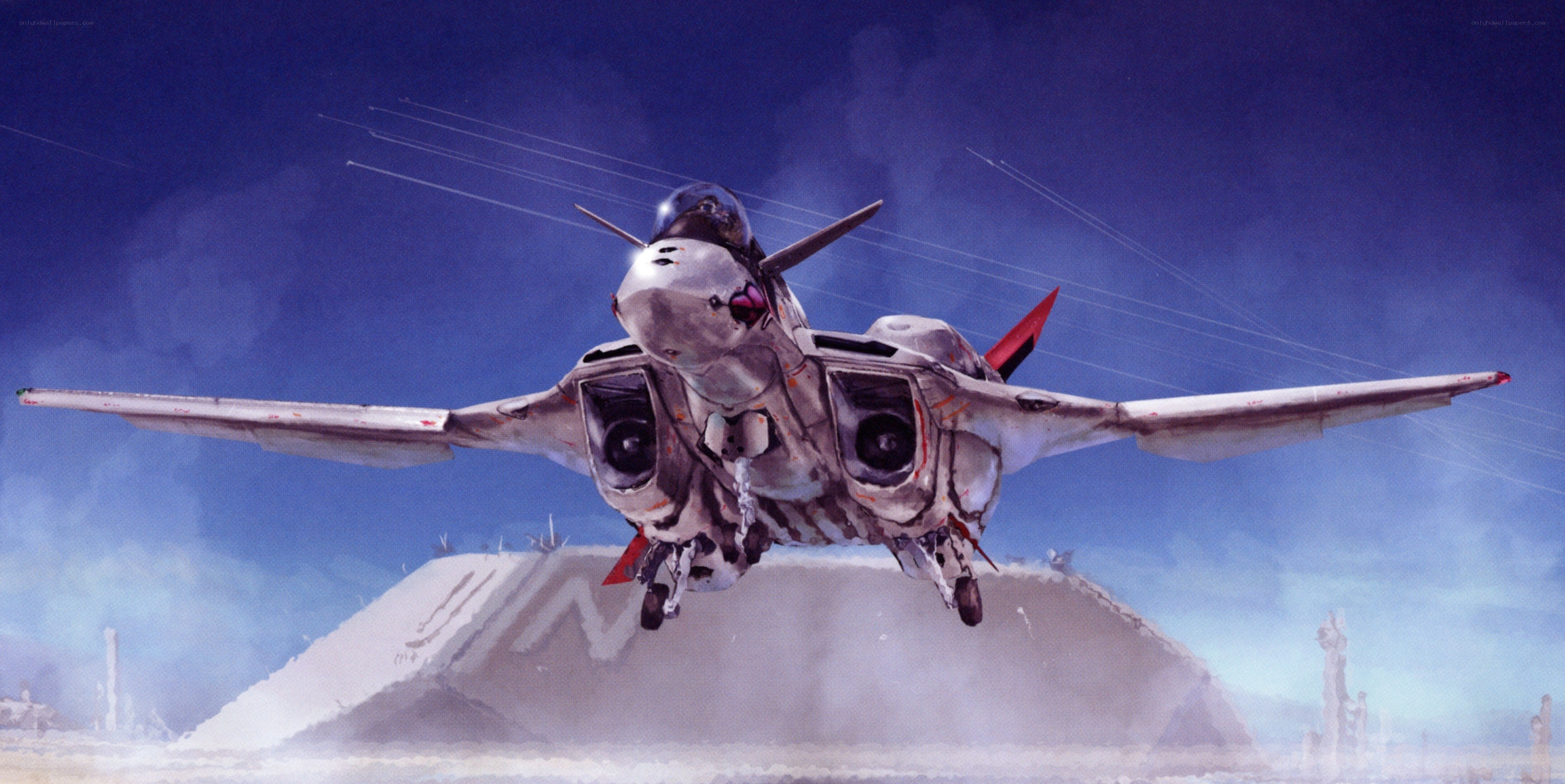Futuristic fighter jet in flight