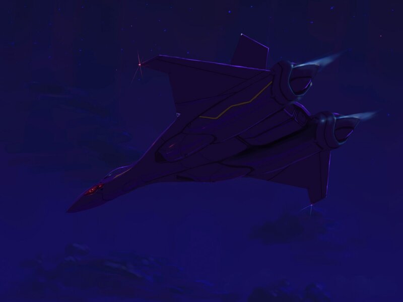 futuristic fighter jet in space