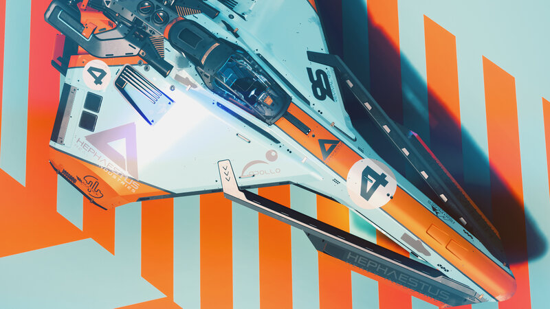 Futuristic Fighter Jet — Orange, Dramatic, Digital Art