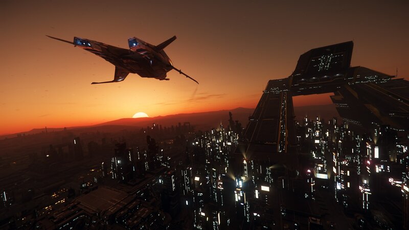 Futuristic Fighter Jet — Orange, Dramatic