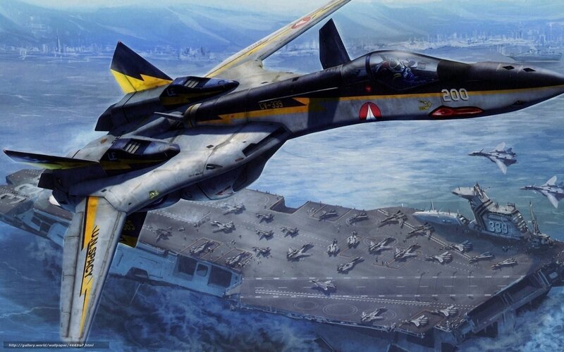 Futuristic fighter jet over aircraft carrier
