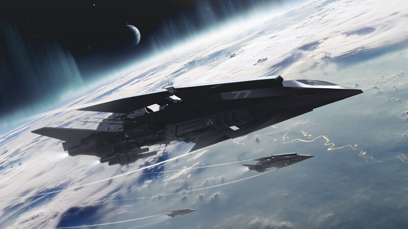 Futuristic Fighter Jets — Black, Dramatic, Digital Art