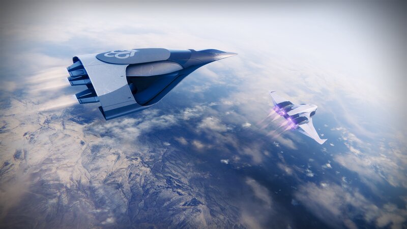 Futuristic Fighter Jets — Blue, Dramatic