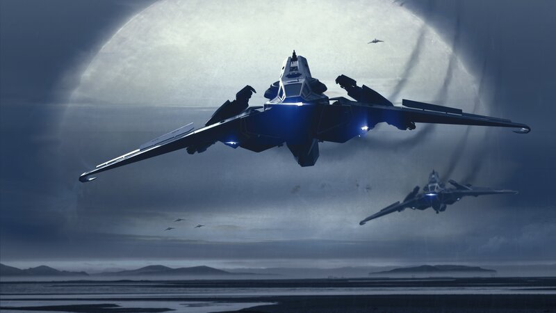Futuristic Fighter Jets — Blue