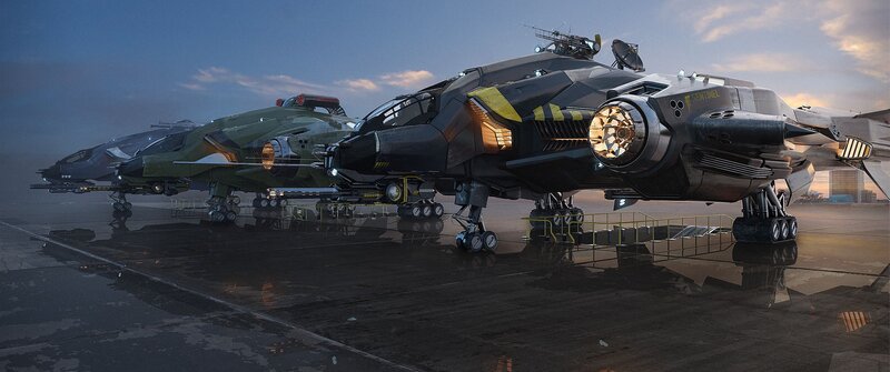 Futuristic Fighter Jets — Gray, Dramatic, Sunset