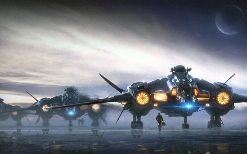 Futuristic Fighter Jets — Gray